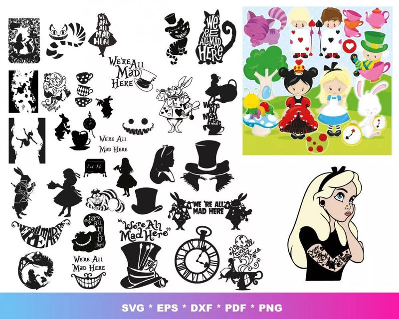 Alice In Wonderland Svg Files for Cricut and Silhouette - Cut Files & Clipart Images