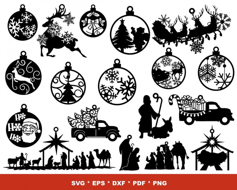 Christmas Ornament Svg Files for Cricut and Silhouette - Clipart & Cut Files