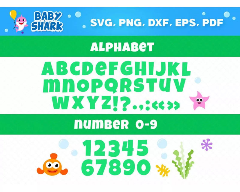 Baby Shark Party Svg Files for Cricut and Silhouette - Clipart & Cut Files