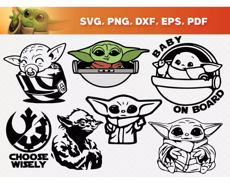 Baby Yoda Svg Files for Cricut and Silhouette - Baby Yoda Clipart Images
