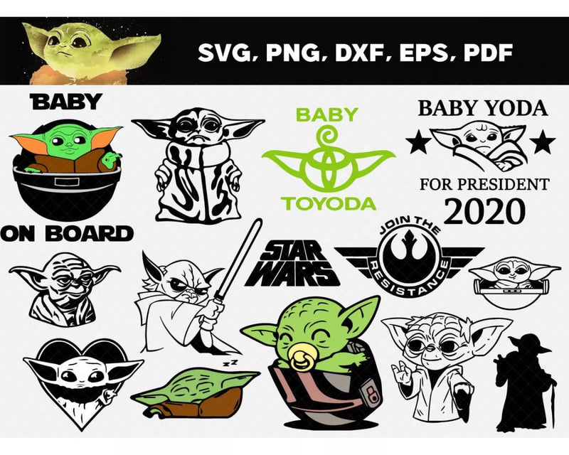 Baby Yoda SVG Files for Cricut / Silhouette, Baby Yoda Clipart & Cut Files