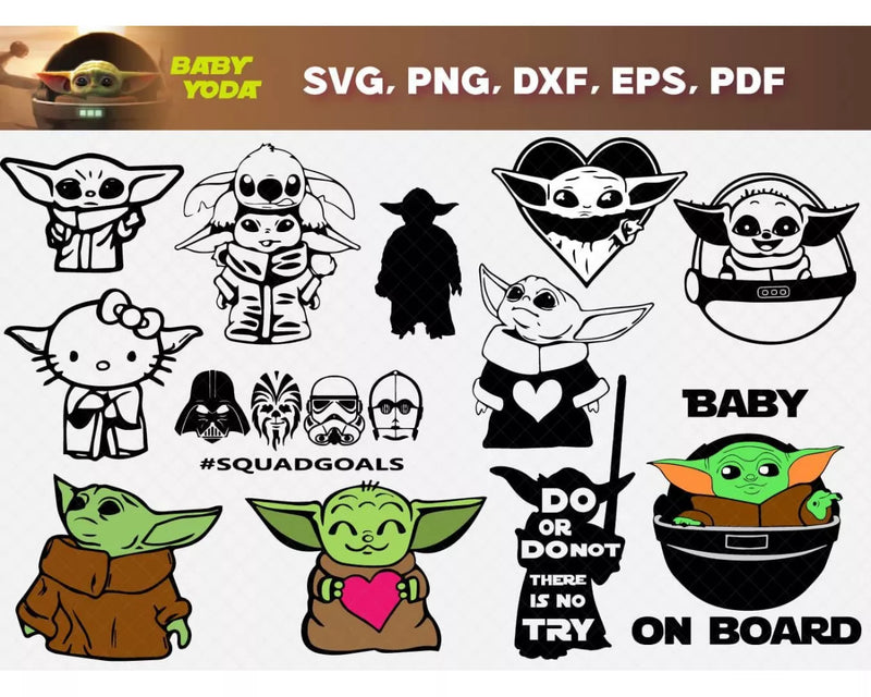 Baby Yoda SVG, Baby Yoda SVG For Cricut & Silhouette, Baby Yoda PNG Transparent