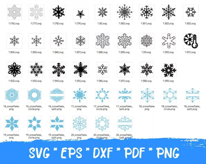 Snowflakes PNG & SVG Files for Cricut and Silhouette, Snowflakes Clipart