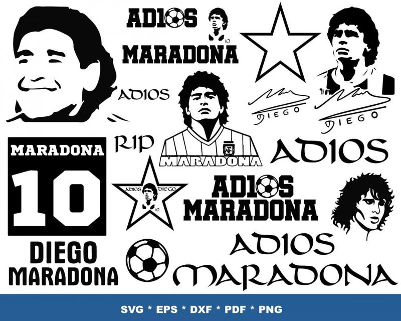 Diego Maradona Svg Files for Cricut and Silhouette - Clipart & Cut Fil…