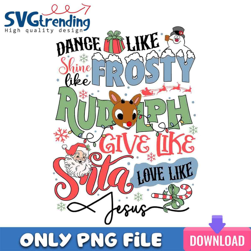 Dancing Like Frosty Rudolph PNG Red Nosed Reindeer PNG Instant Download