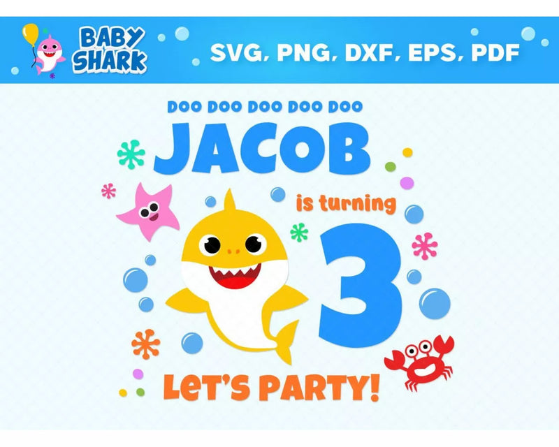 Baby Shark Party Svg Files for Cricut and Silhouette - Clipart & Cut Files