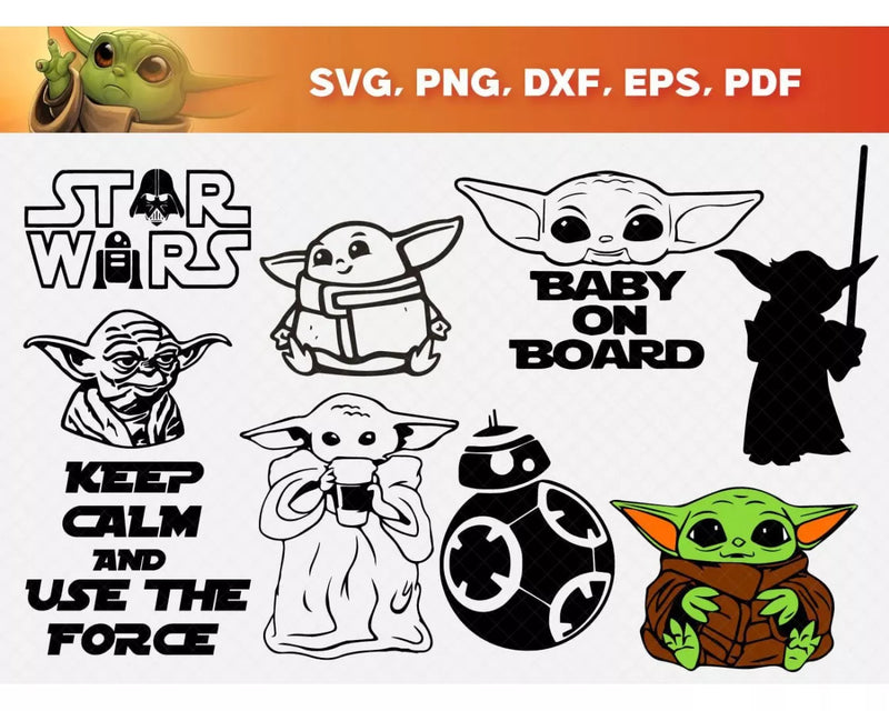 Baby Yoda Svg Files for Cricut and Silhouette - Baby Yoda Clipart