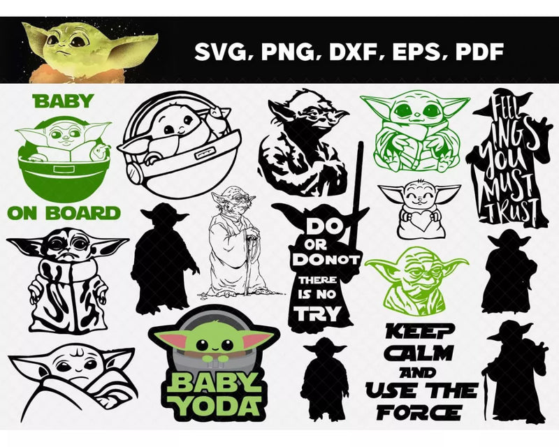 Baby Yoda Svg Cut Files, Baby Yoda Cricut Files, Baby Yoda Clipart
