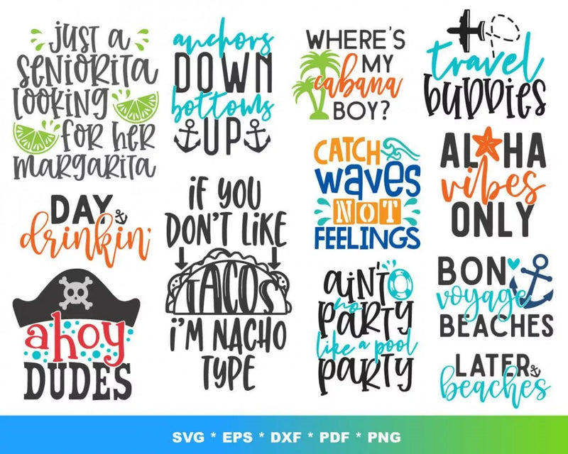 Spring Break PNG & SVG Files for Cricut and Silhouette, Clipart & Cut Files