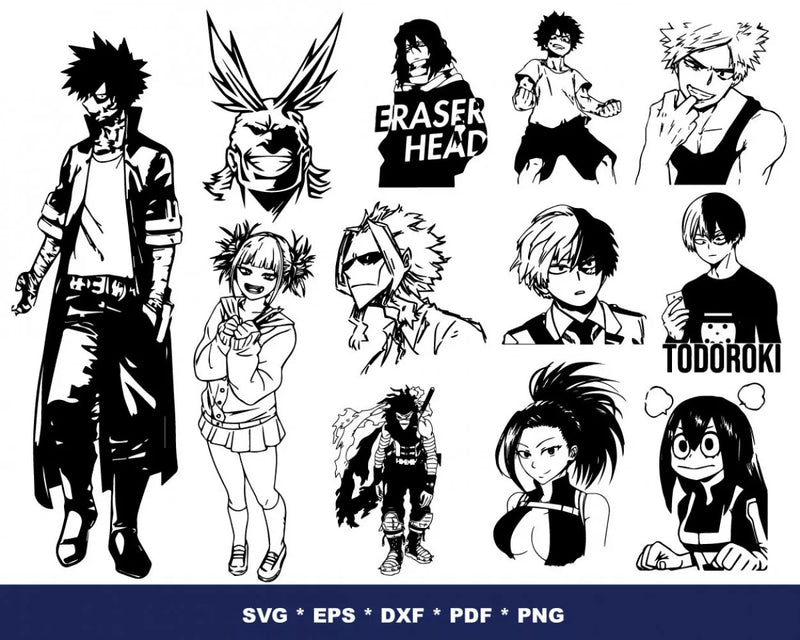 My Hero Academia Svg Files for Cricut and Silhouette, Clipart & Cut Files 
