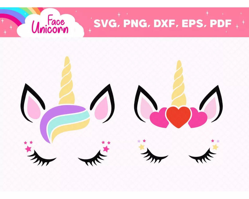 Unicorn Face PNG & SVG Files for Cricut and Silhouette, Unicorn Clipart & Cut Files