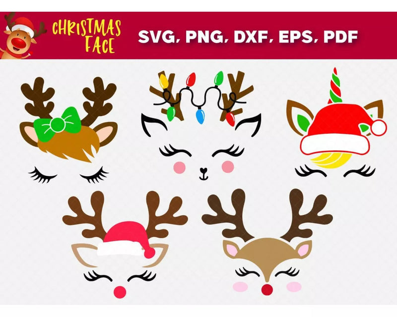 Christmas Face Svg Files for Cricut and Silhouette - Clipart & Cut Files