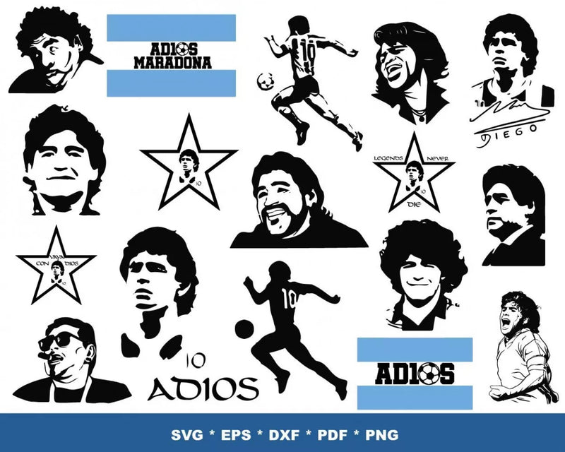 Diego Maradona Svg Files for Cricut and Silhouette - Clipart & Cut Fil…