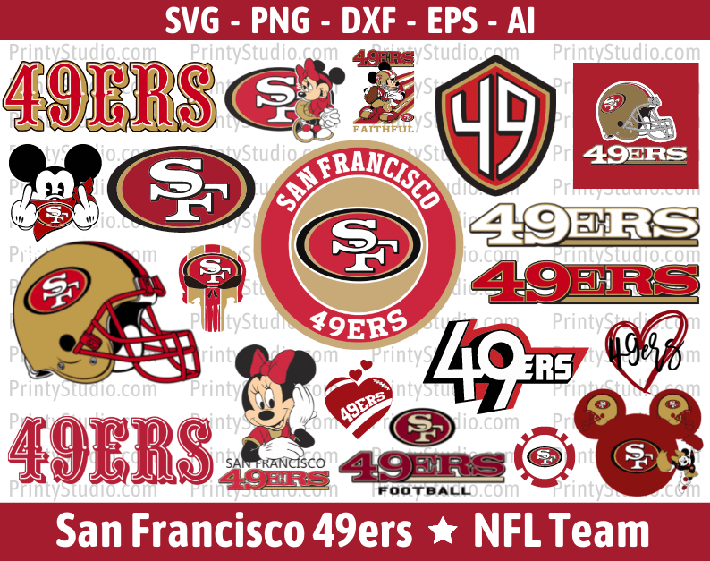 San Francisco 49ers SVG Files for Cricut and Silhouette, 49ers Clipart & PNG Files