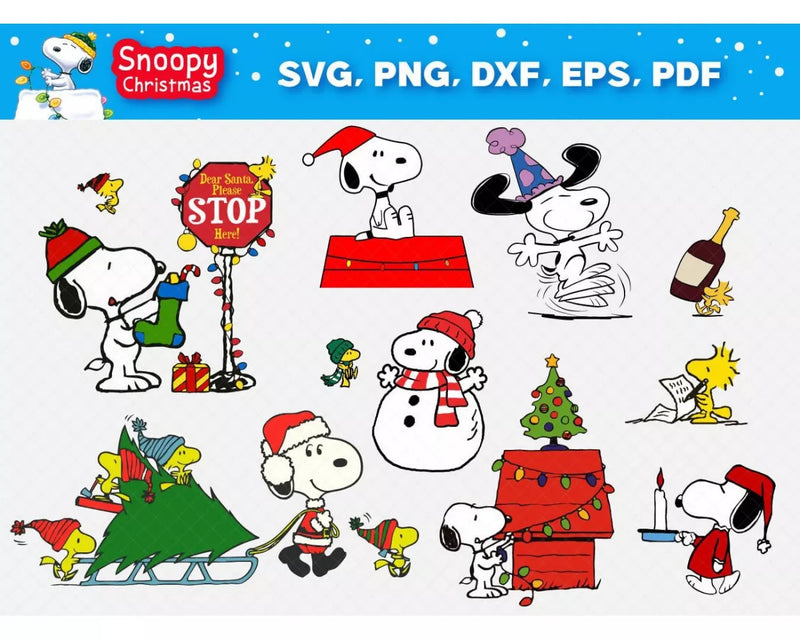 Snoopy Christmas PNG & SVG Files for Cricut and Silhouette, Clipart & Cut Files