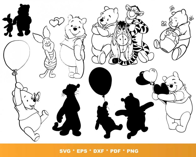 Winnie the Pooh PNG & SVG Files for Cricut and Silhouette, Clipart & Cut Files