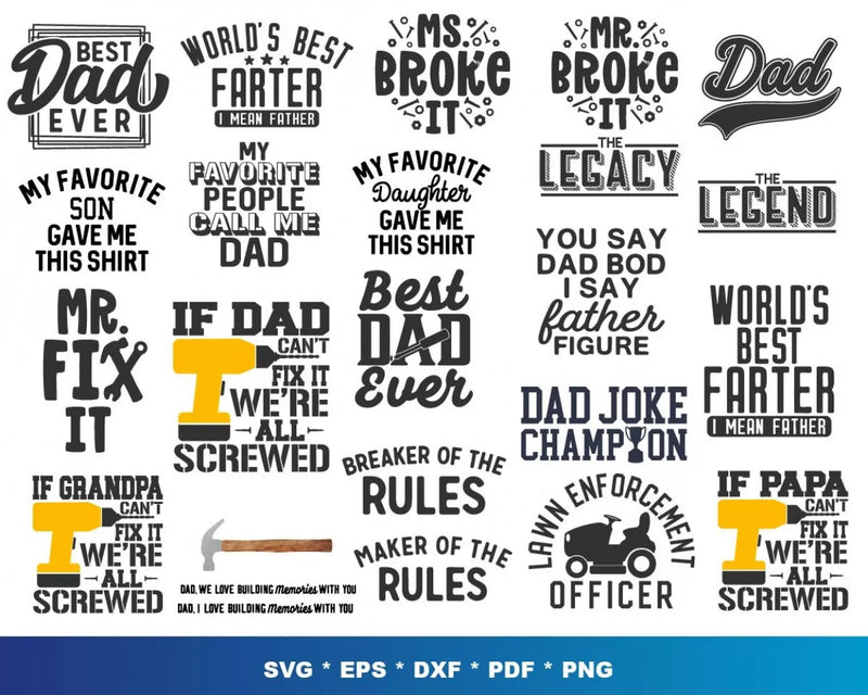 Father's Day Svg Files for Cricut and Silhouette - Clipart & Cut Files