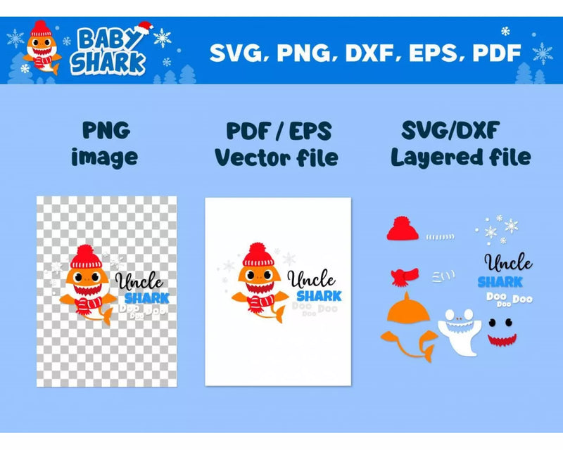 Christmas Shark Svg Files for Cricut and Silhouette - Clipart & Cut Files