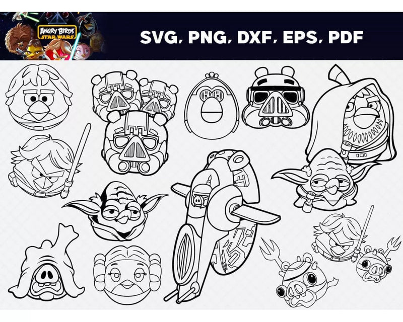 Angry Birds Star Wars PNG & SVG Files for Cricut and Silhouette, Clipart & Cut Files