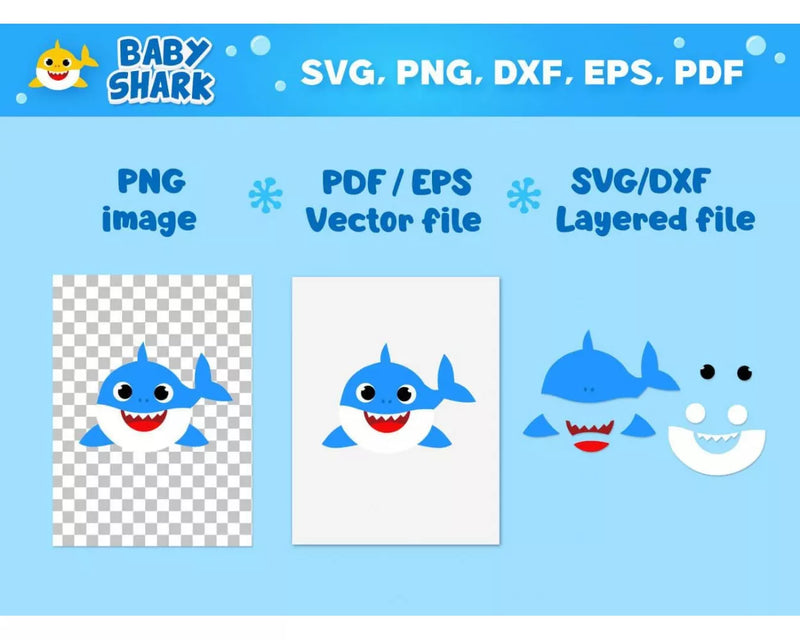 Baby Shark SVG Files for Cricut and Silhouette, Baby Shark Layered & Clipart