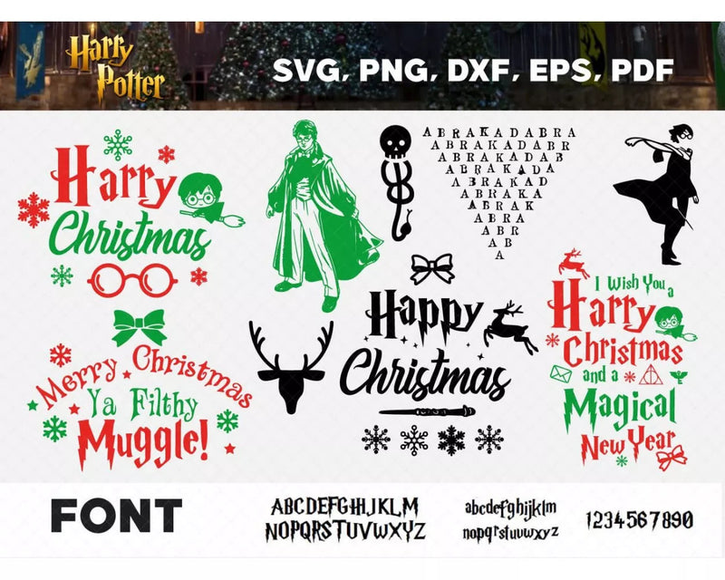 Harry Potter Christmas Svg Files for Cricut and Silhouette, Clipart & Cut Files