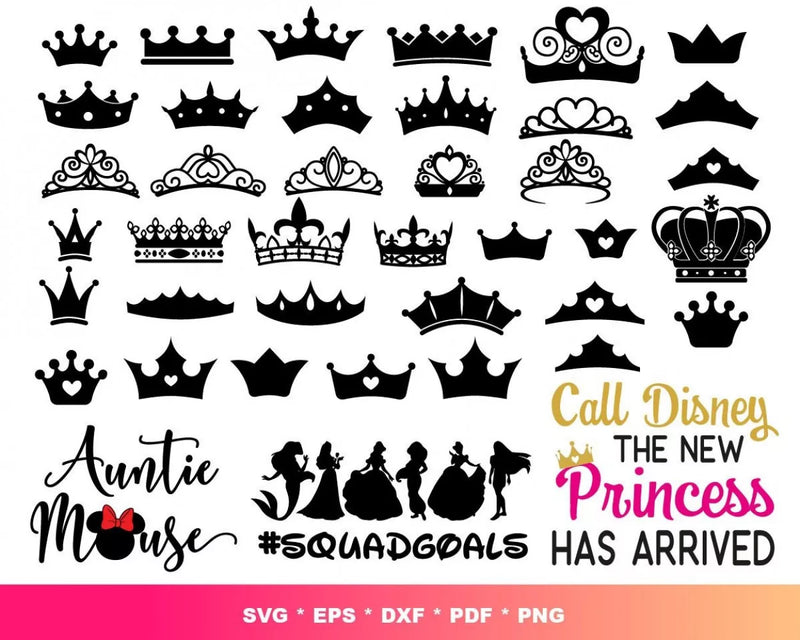 Minnie Mouse Princess Svg Files for Cricut and Silhouette, Clipart & Cut Files 