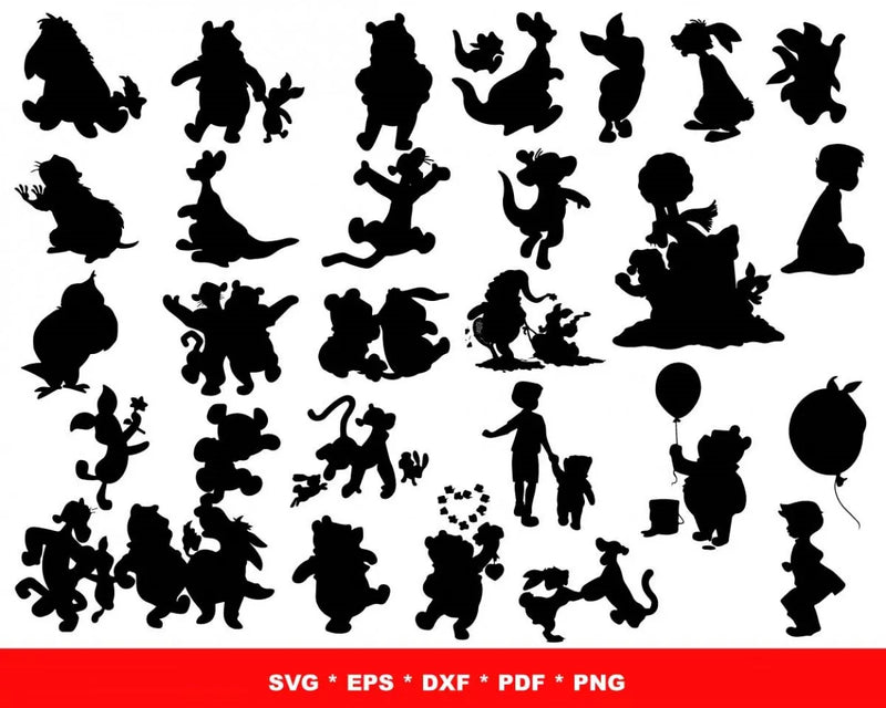 Winnie The Pooh Clipart Bundle, PNG & SVG Files for Cricut / Silhouette