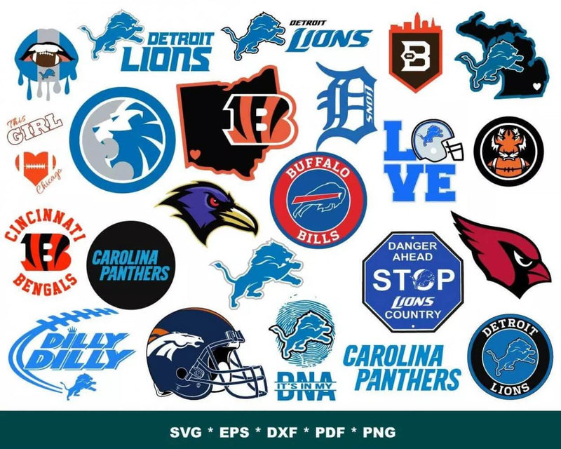 NFL Teams Clipart Bundle, PNG & SVG Cut Files for Cricut / Silhouette