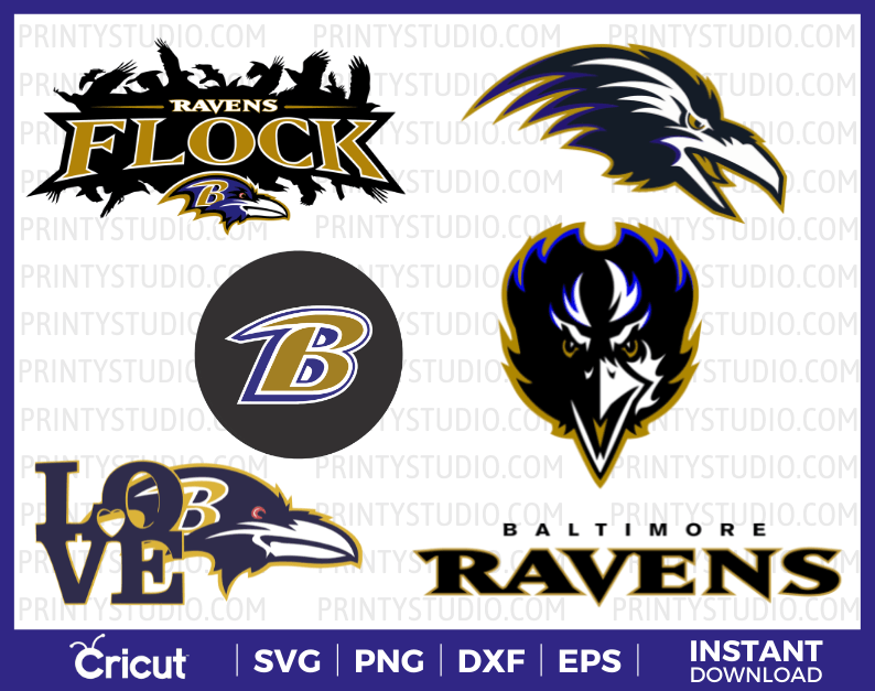 Baltimore Ravens SVG Files for Cricut / Silhouette, Ravens Clipart & PNG Files