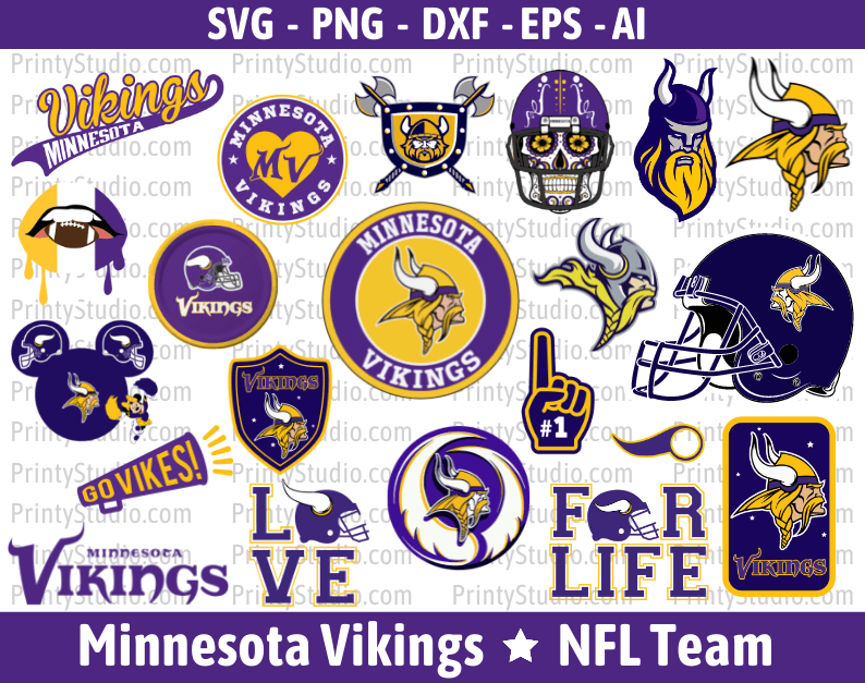 Minnesota Vikings SVG Files for Cricut and Silhouette, Vikings Clipart & PNG Files