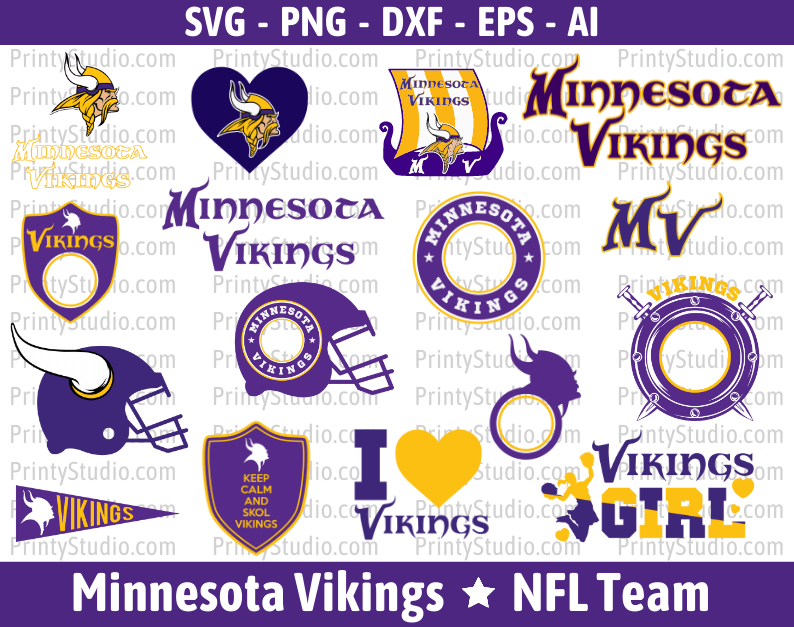 Minnesota Vikings SVG Files for Cricut and Silhouette, Vikings Clipart & PNG Files
