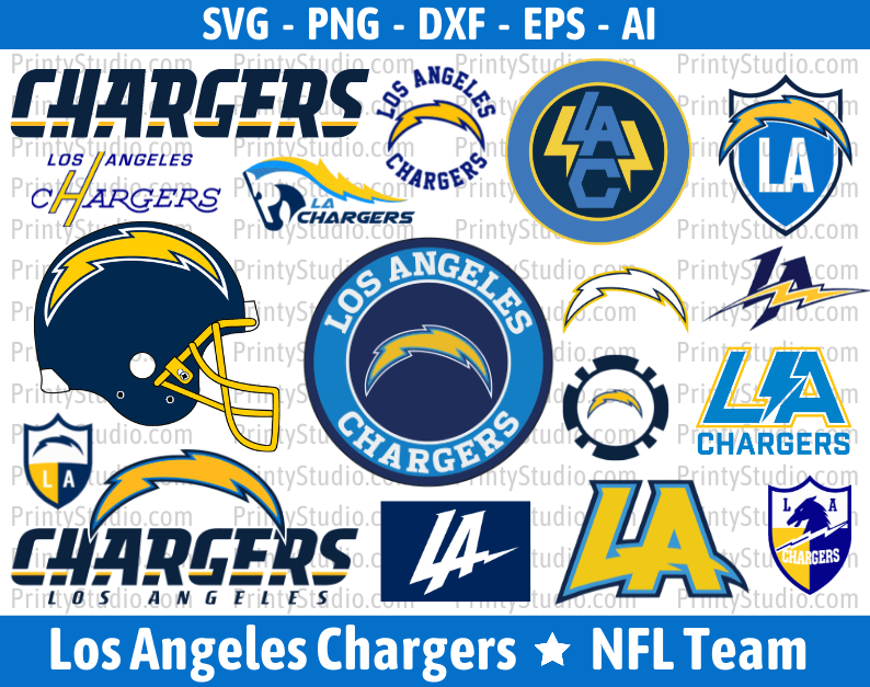 Los Angeles Chargers SVG Files for Cricut and Silhouette, Chargers Clipart & PNG Files
