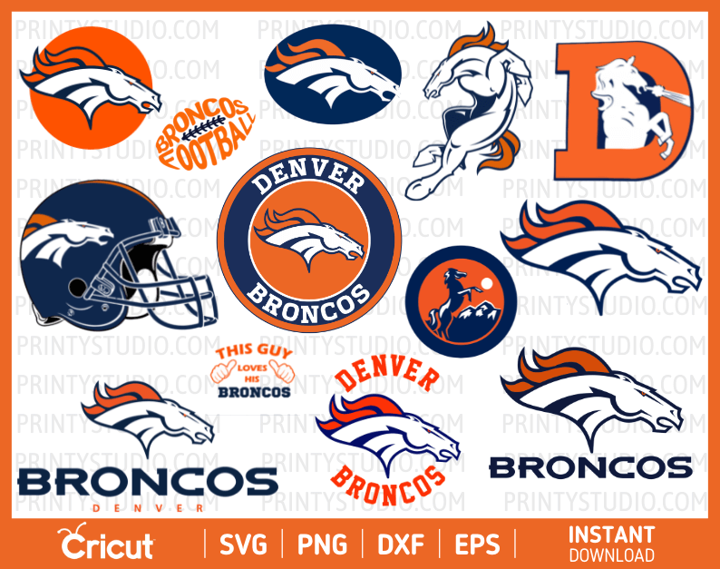 Denver Broncos SVG Files for Cricut / Silhouette, Broncos Clipart & PNG Files