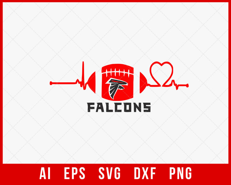 NFL Team Atlanta Falcons Silhouette Heartbeat SVG Cut File for Cricut Silhouette Digital Download