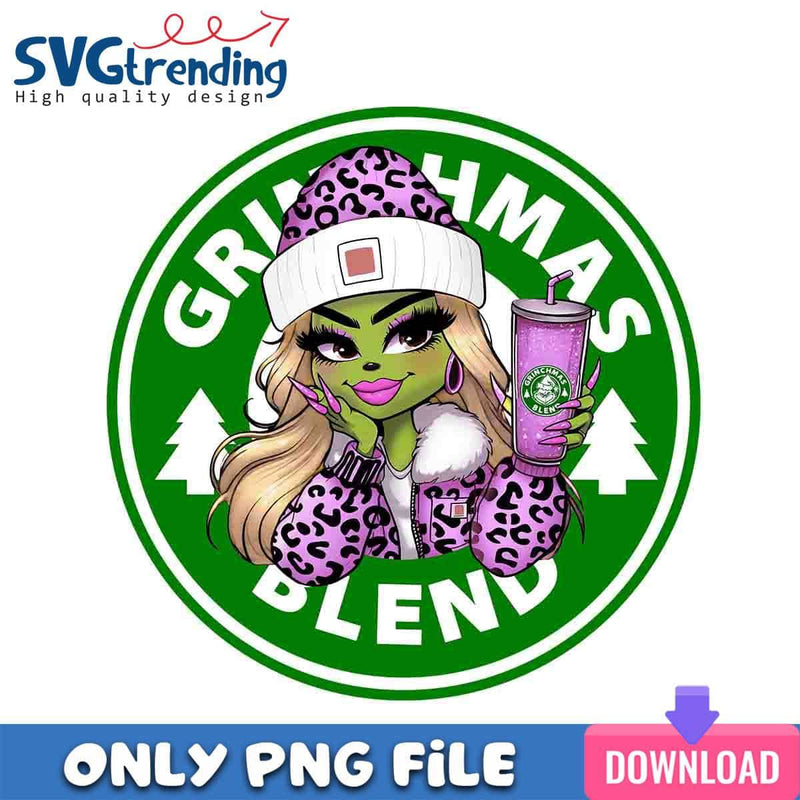 Purple Grinchmas Blend PNG Pretty Grinch Lady PNG Instant Download