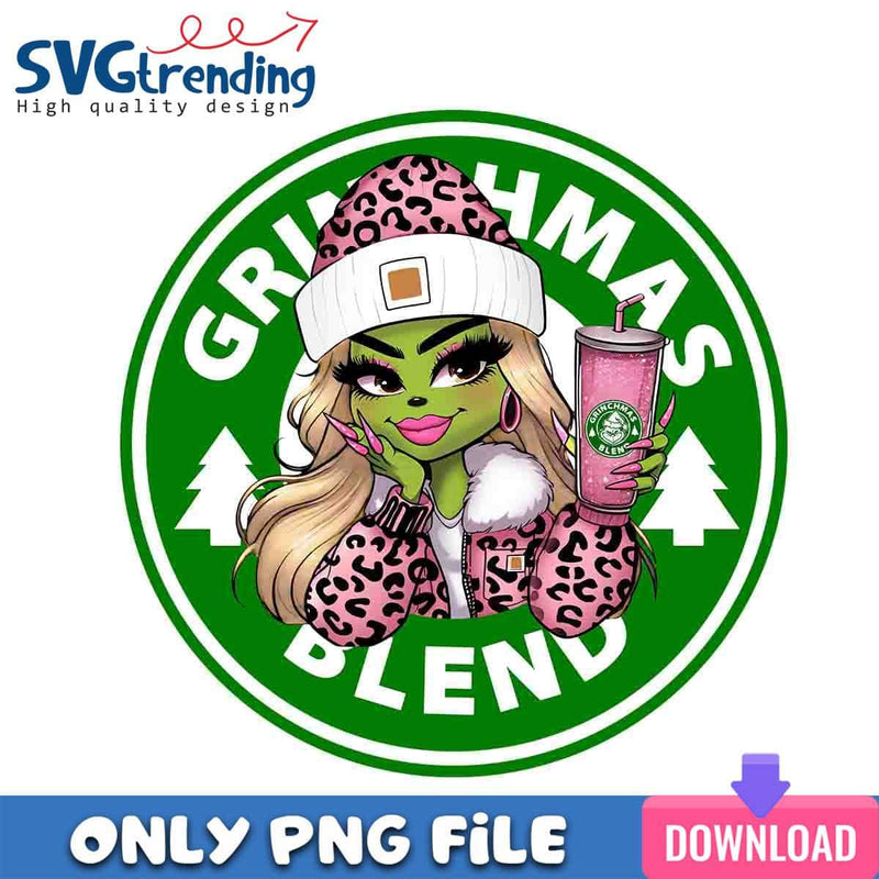 Lovely Grinch Lady PNG Grinch Lady And Coffee PNG Instant Download