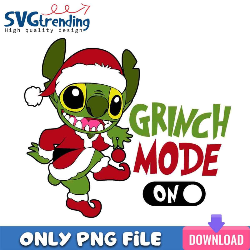 Grinch Stitch Mode On PNG Stitch Christmas PNG Instant Download