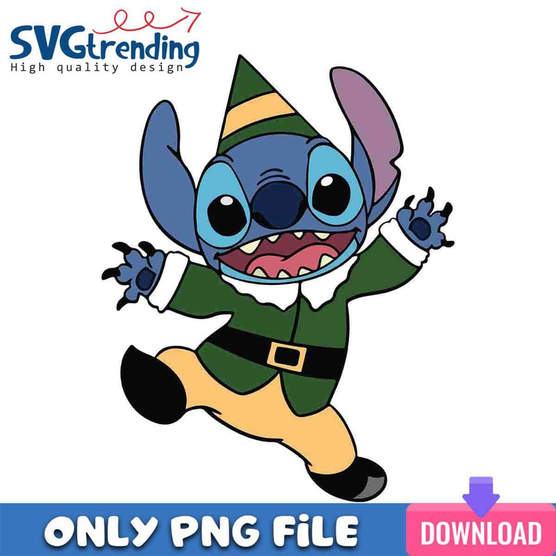 Christmas Santa ELF PNG Funny Stitch PNG Instant Download