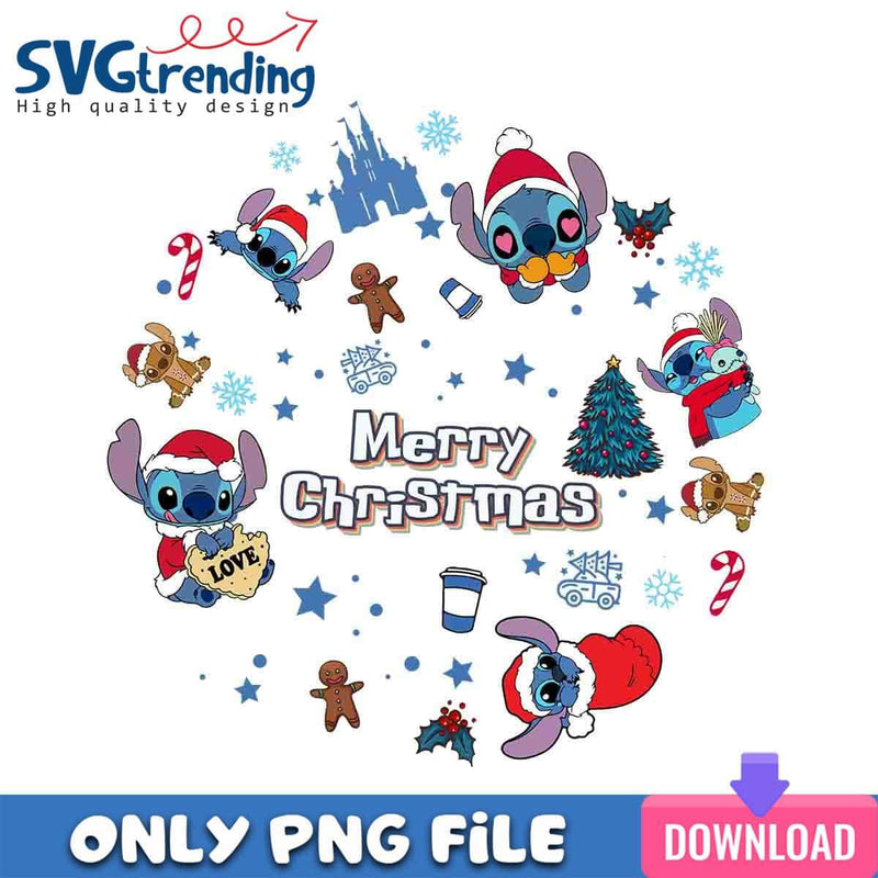 Stitch Santa Around PNG Stitch Santa Hat PNG Instant Download