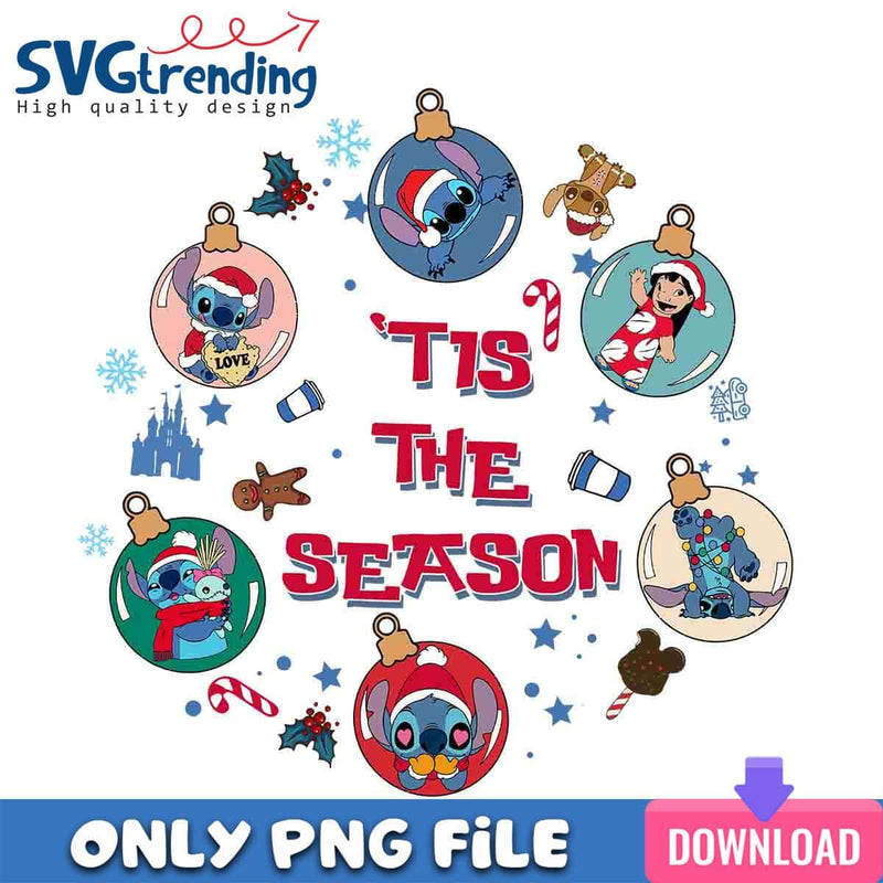 Stitch Tis The Season PNG Stitch Christmas PNG Instant Download