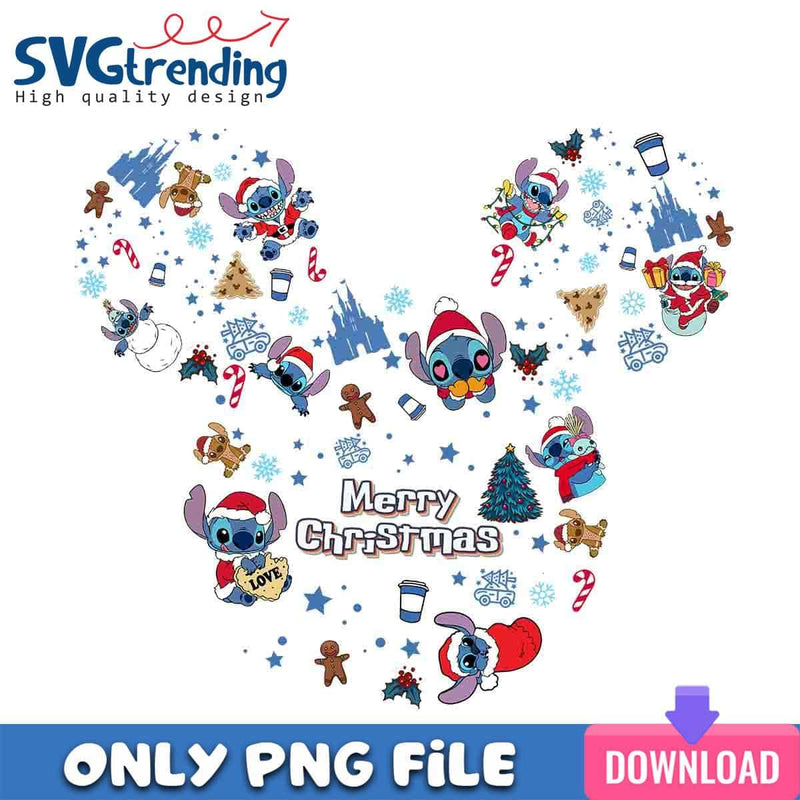 Stitch Mickey PNG Merry Stitch Christmas PNG Instant Download
