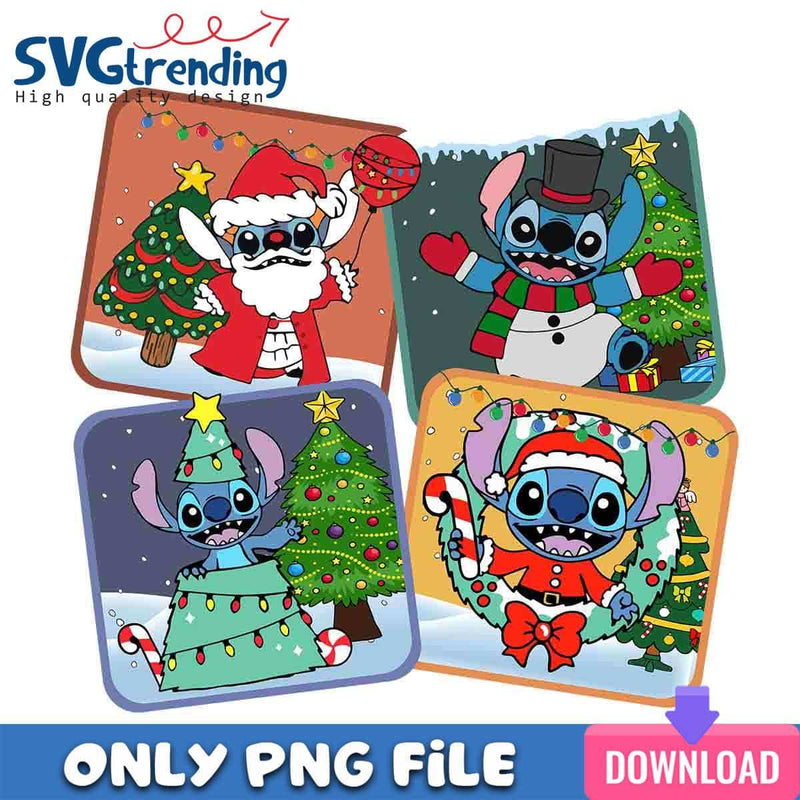 Stitch And Friends PNG Stitch Santa Hat PNG Instant Download