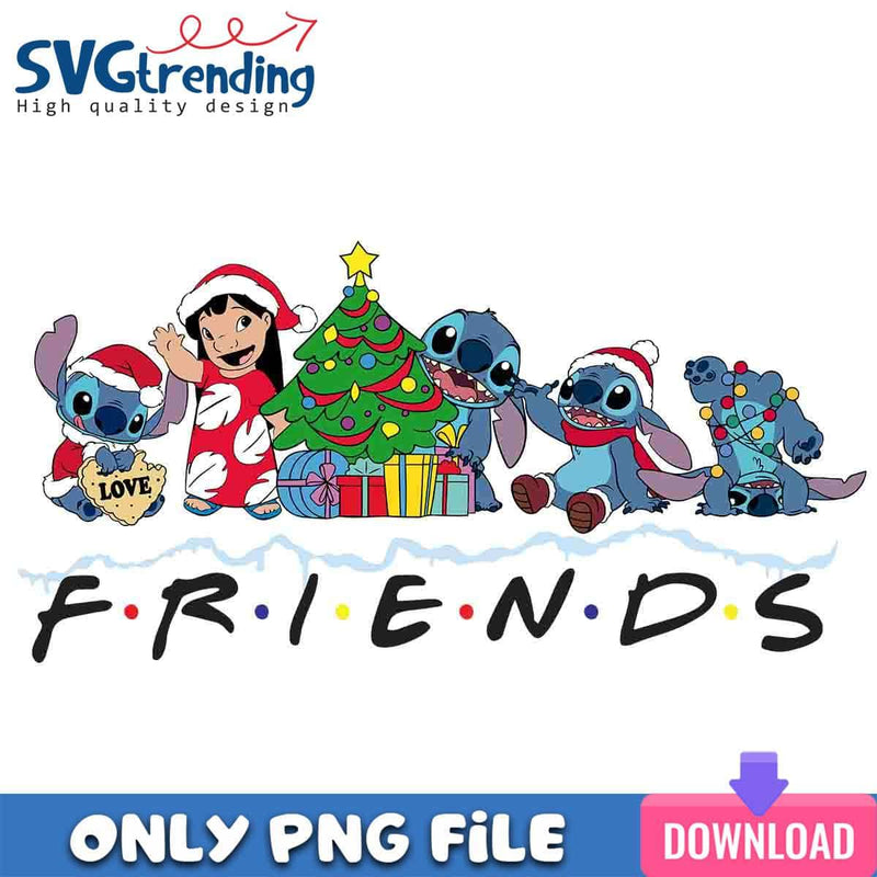 Stitch With Friends PNG Happy Christmas Stitch PNG Instant Download