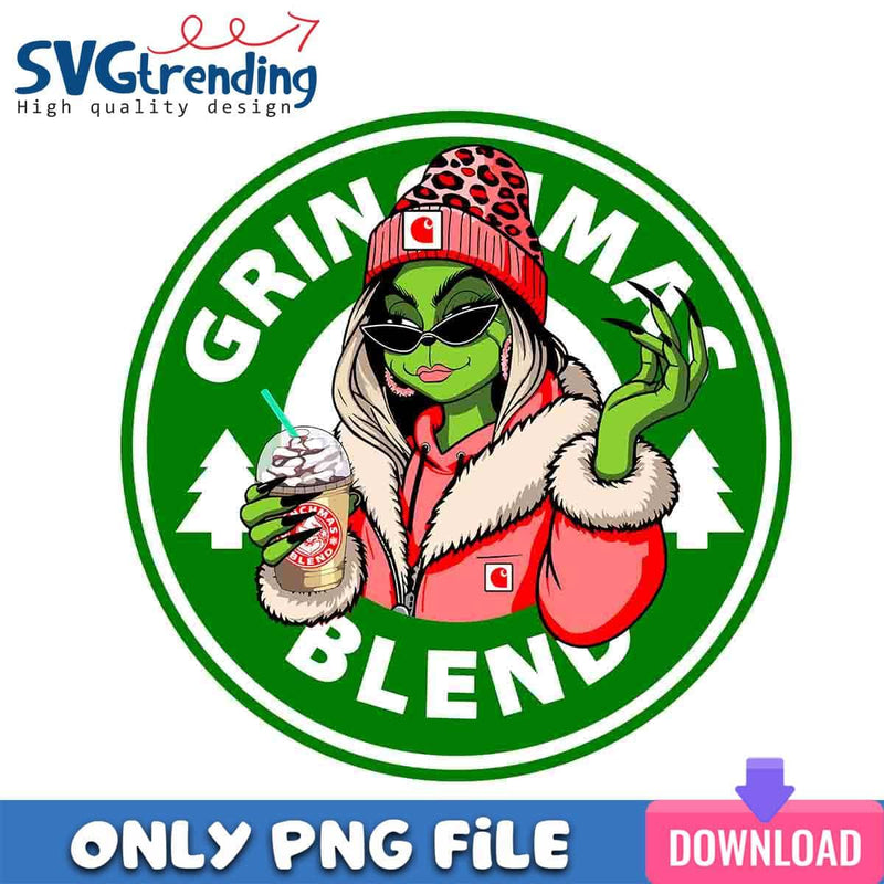 Grinchmas Blend Coffee Girl PNG Grinchmas PNG Instant Download