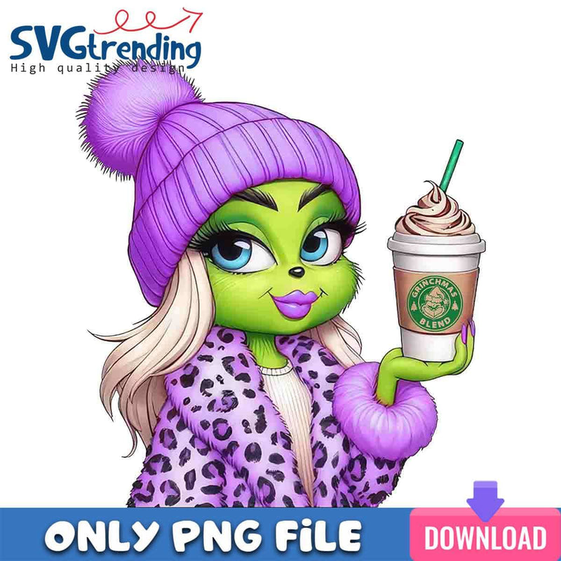 Lovely Purple Grinch Girl PNG Grinchmas Lady PNG Instant Download