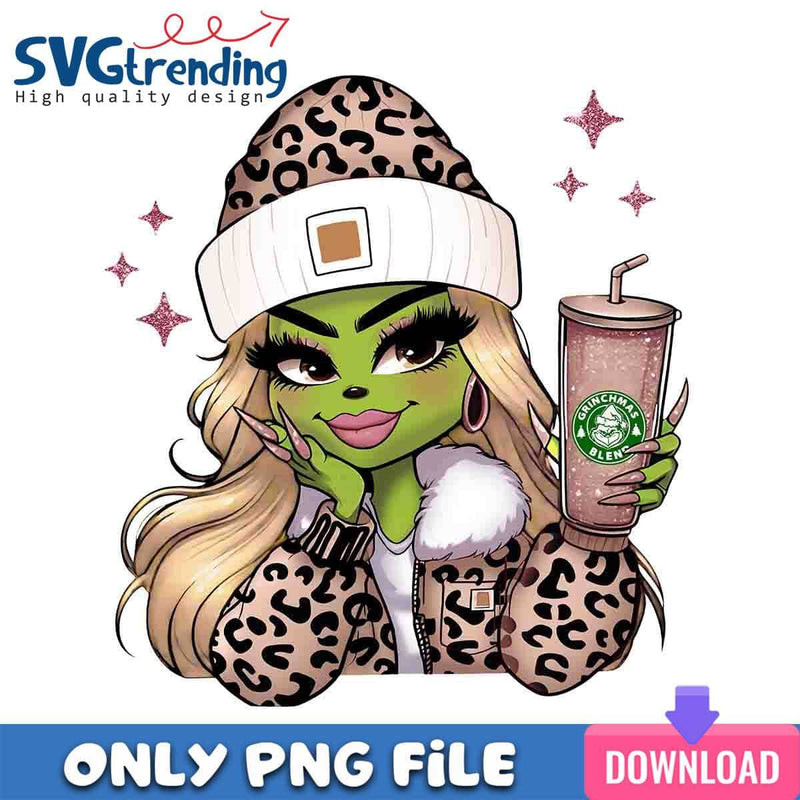 Beautiful Leopard Grinch Lady PNG Lovely Grinchmas PNG Instant Download