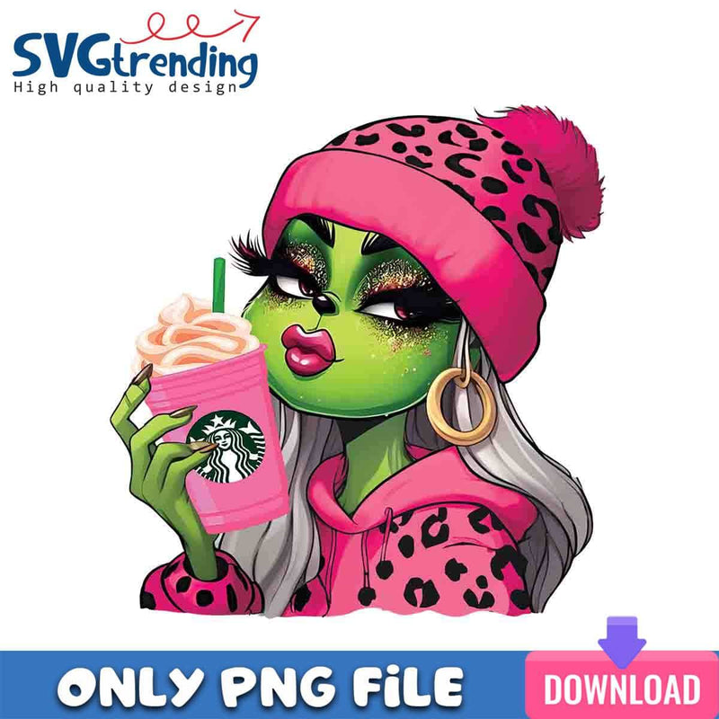 Lovely Pink Grinch Girl PNG  Grinch Drink PNG Instant Download