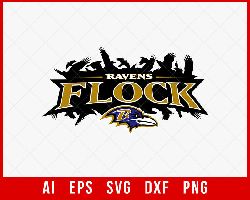 Ravens Flock Logo Clipart Baltimore Football SVG Cut File for Cricut Silhouette Digital Download