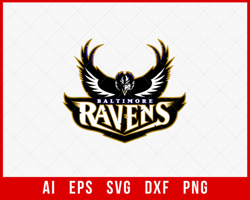 Baltimore Ravens Art Drawing NFL Team SVG Cut File for Cricut Silhouette Digital Download