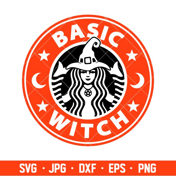 Basic Witch Svg, Halloween Svg, Starbucks Coffee ring Svg, Witch Svg, Cricut, Silhouette Cut File